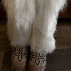 White Faux Fur Leg Warmers